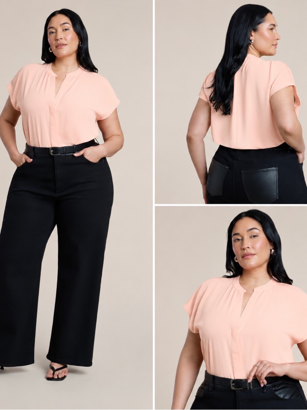 Eloquii Notch Collar Blouse short sleeve 14